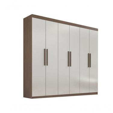 Imagem de Guarda Roupa Casal 6 Portas Sem Pés Leblon D' Doro Castanho/off White