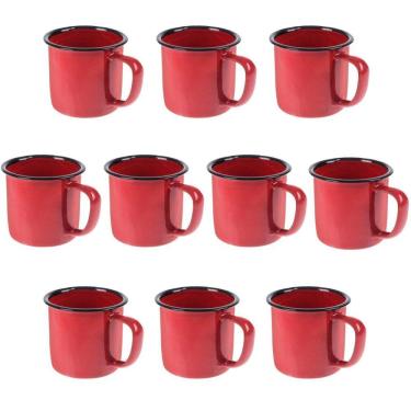 Imagem de Caneca Esmaltada 150Ml 6Cm Vermelha Kit 10 Un