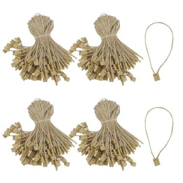 Imagem de 400 peças de corda para pendurar etiqueta, 18 cm, fio de cânhamo para pendurar, prendedor, fecho de pressão, prendedor de laço de 1 mm de espessura para roupas, sapatos, bolsas, etiqueta de bagagem