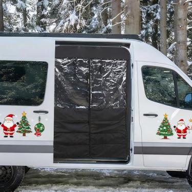 Imagem de Vanhoxcci Cortina Van Chill adequada para Mercedes Sprinter 2007-2025 Porta lateral de teto alto, blocos de cortina de isolamento térmico de privacidade frio e insetos, ímãs centrais de fechamento