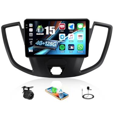 Imagem de [4 + 128 G] Rádio estéreo para carro Android 15 para Ford Transit 150 250 350 2015-2019 com carro sem fio e Android Auto, rádio de carro de 9 polegadas com link espelhado Bluetooth FM/RDS WiFi GPS EQ
