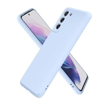 Imagem de oakxco Capa de silicone para Samsung Galaxy S21 Plus, ultrafina, fina, para mulheres, meninas, cor lisa, minimalista, estética, fofo, design feminino, gel de borracha macia com capa para câmera, azul
