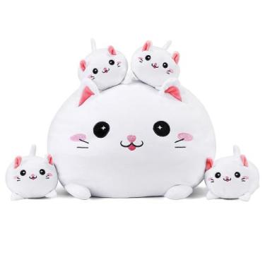Imagem de Brinquedo Pelúcia Gato YIIQUWEN com 4 Travesseiros para Bebês