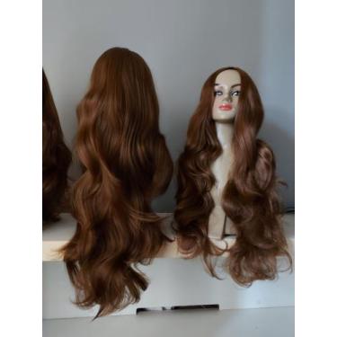 Imagem de Peruca, wig, castanho claro, castanho, ondulada, 80cm, premium - juper