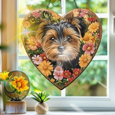 Imagem de Acrílico colorido, apanhador de sol, decoração de janela pendurada para cães, arte de parede de arco-íris, para sala de estar, quarto, varanda, interior e exterior, jardim, ornamentos de flores, 19 x