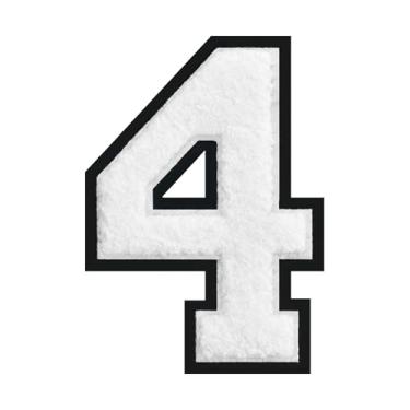 Imagem de Patch de número de chenille branco de 15 cm – aplique bordado grande universitário para jaquetas, camisas, moletons com capuz, bolsas e jeans – decoração de roupas DIY, uniforme de equipe e presente