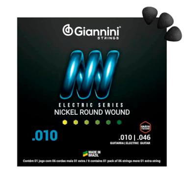 Imagem de Cordas Giannini 010 Para Guitarra Níquel Round Wound