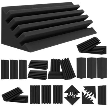 Imagem de TroyStudio Armadilhas para graves - 24 peças 10 x 10 x 30 cm denso, canto de espuma de baixo para estúdio, painel de tratamento acústico que absorve eco reverb, absorvente de som de baixa frequência