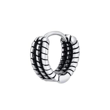 Imagem de Brincos de argola masculinos vintage, à prova d'água, de aço inoxidável, presentes para pai, amigo - brincos elegantes para mulheres, perfeitos para casamento, festa ou noite