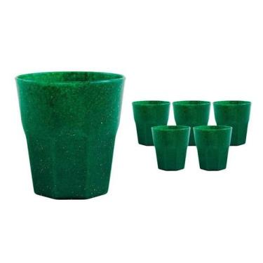 Imagem de Kit 6 Copos Mini Roma Fibra Madeira Verde 300Ml - Bb Store
