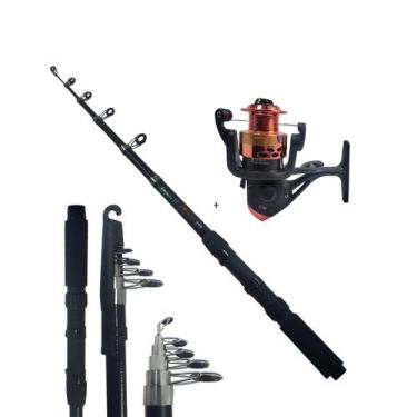 Imagem de Vara de Pesca 2,4 Telescópica Fibra de Vidro + Molinete Profissional G