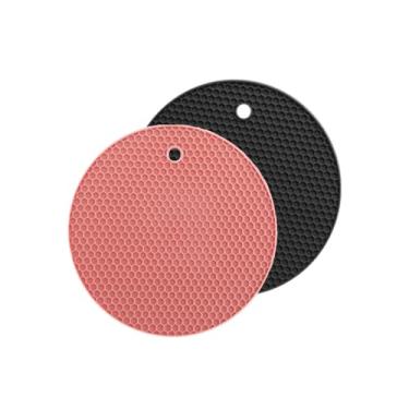 Imagem de Pacote com 2 tapetes de silicone para trivetes, tapete de secagem resistente ao calor de colmeia dupla face, almofadas quentes antiderrapantes à prova d'água para panelas, porta-copos de bancada
