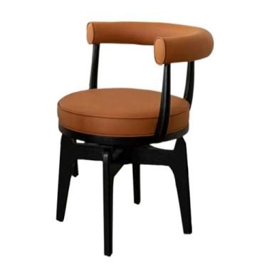 Imagem de SPXMQSS Cadeiras para sala de jantar, cadeiras de jantar de couro PU com apoios de braços, cadeiras de jantar giratórias com encosto, cadeira ergonômica para lounge, escritório, cadeira de toucador