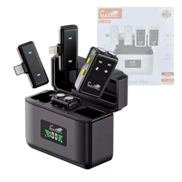 Imagem de Microfone de Lapela Sem Fio com Redução de Ruído, Conexão Tipo-C e IOS, Bluetooth 5.2 (Preto)