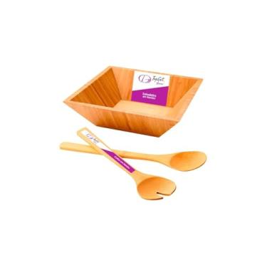 Imagem de Saladeira com 2 Níveis e Talher, 1,1 Litro, Rosa com Talher Branca, PP, 8x10,5x10,5cm