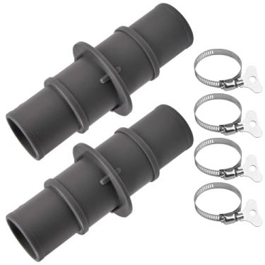 Imagem de Pacote com 2 conectores adaptadores de mangueira de piscina, acoplamento de 3,5 cm ou 3,5 cm, adaptador de mangueiras de vácuo para piscina com 4 peças de braçadeiras de aço inoxidável para