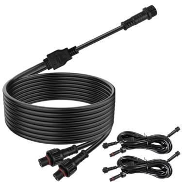 Imagem de 2 fios de extensão de 170 cm com divisores com conector redondo RGB de 3 pinos para luz ambiente de carrinho de golfe, faixa de luz LED na parte inferior da carroceria, luzes chicote, pacote com 2