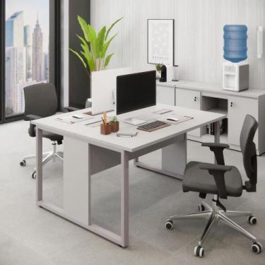Imagem de Mesa de Trabalho para Escritório 2 Lugares Cinza 1,35m F5 - F5 Office 