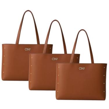 Imagem de Bolsa Feminina Sacola Grande Kit Com 3 Peças Universitária De Ombro (Caramelo)