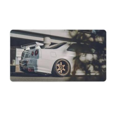 Imagem de Tapete de mouse para jogos JDM para carro grande branco R32 arte antiderrapante tapete de mesa tapete de mesa tapete de mouse suprimentos à prova d'água borracha mesa escrita pad para escritório casa