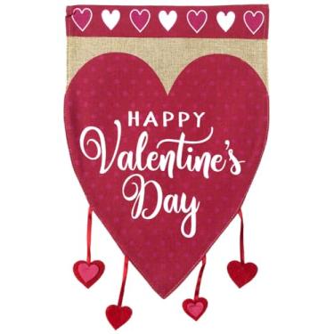 Imagem de Bandeira de jardim de estopa de corações de Dia dos Namorados Briarwood Lane Happy Love 32 x 45 cm