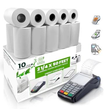 Imagem de Rolos de papel térmico de 6 cm x 50 rolos de papel térmico – rolos de papel para máquina de cartão de crédito sem BPA | Serve para todos os terminais de cartão de crédito – Rolo térmico de recibo de