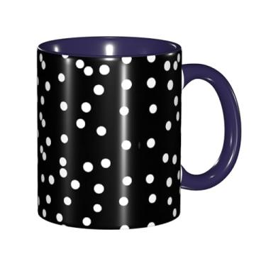 Imagem de Zeraoke Canecas de café criativas com estampa de bolinhas pretas e brancas, personalizadas, presente para a família, tamanho de 325 ml, unissex