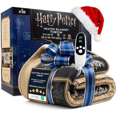 Imagem de Get Trend Cobertor elétrico Harry Potter 130 x 160 cm, tamanho único, macio e luxuoso, cobertor aquecido de lã de ovelha, 9 configurações de calor e temporizador de desligamento automático de 12 horas