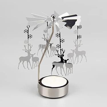 Imagem de Castiçais prateados rotativos românticos giratórios carrossel luz de chá suporte de vela jantar bar casamento festa J