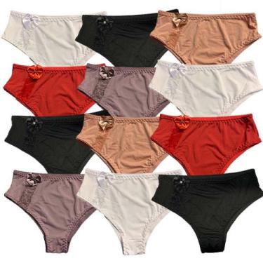 Imagem de Kit 12 Calcinhas Tanga Fristyle Em Microfibra Com Renda Lisa Adulto At
