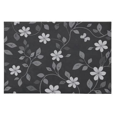 Imagem de Wassud Tapete de porta de flor cinza simples 61 x 89 cm, tapete de área lavável antiderrapante com suporte de borracha, tapete macio e macio para sala de estar, quarto, entrada, entrada