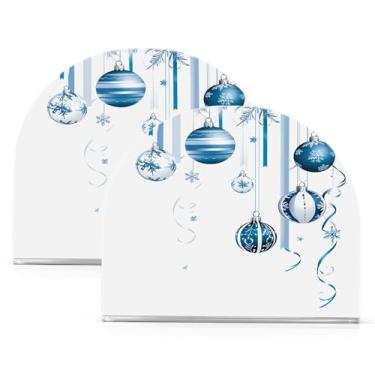 Imagem de Wassud Porta-guardanapos de acrílico de bola de Natal, dispensador de guardanapos de papel moderno em forma de U para mesa, cozinha, sala de jantar, bancada 2 peças (comporta 50-60 guardanapos)