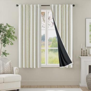 Imagem de Cortinas Blackout Jinchan Boho Verde Salvia 160x160 cm 2 Paneles