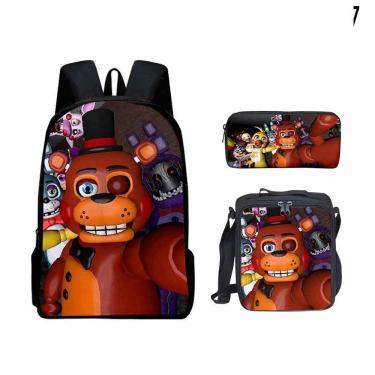 Imagem de Conjunto de mochilas escolares Fives Nights Cartoon Kids Nylon, 3 unidades