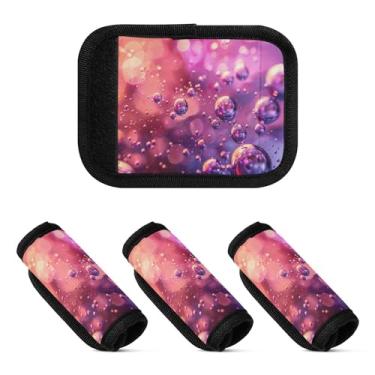 Imagem de Qilmy Gotas de água coloridas, alça de bagagem, embalagem com 2 unidades, identificadores de bagagem, identificadores de bagagem, capa confortável para carrinho de bebê, mala de viagem, acessórios de