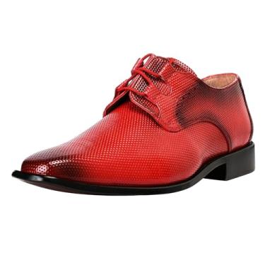 Imagem de Sapato social Liberty Derby masculino formal sem couro clássico com design de pisada e cadarço, Vermelho, 11