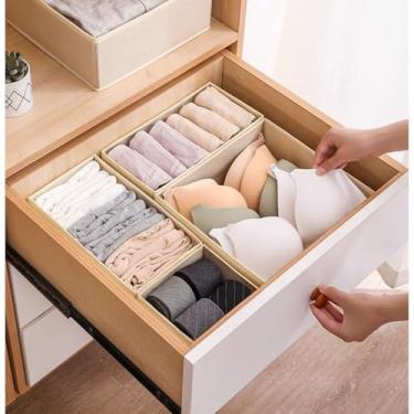 Imagem de Organizadores de gavetas, conjunto de 3 caixas organizadoras de armário, divisórias rasas para berçário, roupas, roupas de bebê, meias, roupas íntimas, gravata-cinza