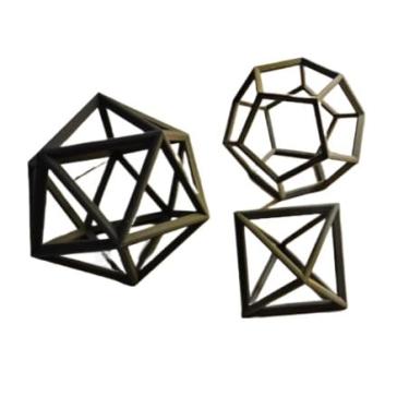 Imagem de Decoração Cubos Geométricos para sala - Enfeite De Mesa, rack - Escultura Cubo Geométrico(Cinza Claro)