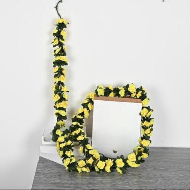 Imagem de Corrente de Rosas Artificiais 2,5 m com 45 Flores, Cordão de Flores Pendentes para Casamento, Festa e Decoração(4,Amarelo)