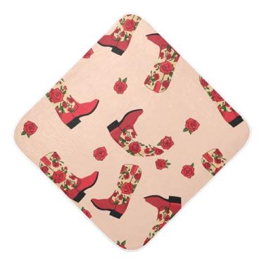 Imagem de Burbuja Botas de Cowboy Toalha de Banho para Bebês - Toalha de Algodão Musselina Absorvente Macia com Capuz para Recém-nascidos e Bebês, 89 x 89 cm