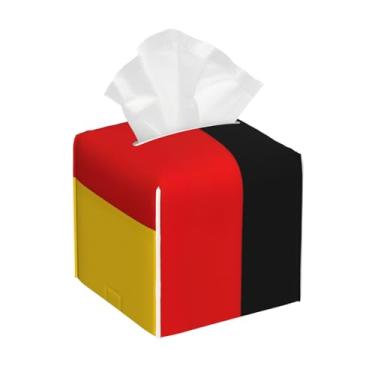 Imagem de Capa de caixa de lenços com estampa de bandeira da Alemanha, design quadrado à prova d'água para banheiro, caixa de mesa, carro e mais