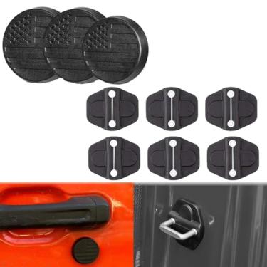 Imagem de Asweir Capa decorativa de fechadura de porta de 9 peças, compatível com Jeep Wrangler JL e Gladiator JT 2018-2025, 3 capas magnéticas para fechadura e 6 peças de tampa de trava de porta