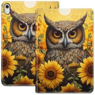 Imagem de Capa para iPad (A16) 11ª geração de 11 polegadas (2025)/iPad 10ª geração 11 polegadas (2022), suporte dobrável ajustável e despertar/hibernar automático, capa protetora à prova de choque, coruja e