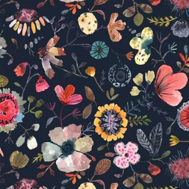 Imagem de Vintique Papel de parede de papel de parede Boho removível impermeável escuro moderno floral para quarto, banheiro, parede de casa 43,9 cm x 600,2 cm