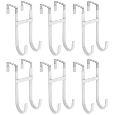 Imagem de FAMIWIN Ganchos sobre a porta, pacote com 6 ganchos duplos de 12,7 cm com revestimento de PVC antiderrapante para roupas, chapéus, toalhas, bolsas para banheiro, quarto, cozinha, serve na maioria das