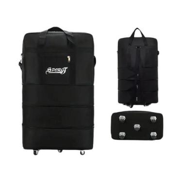 Imagem de Mala De Viagem Preta Expansível E Dobrável Com Rodas Versátil Para Mul