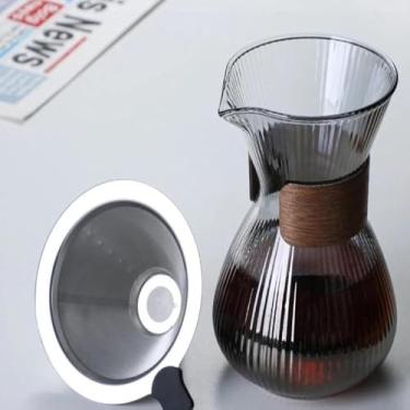 Imagem de Cafeteira manual de vidro com coador, extraindo cafe, aromatico e transparente, 400ml, simples.