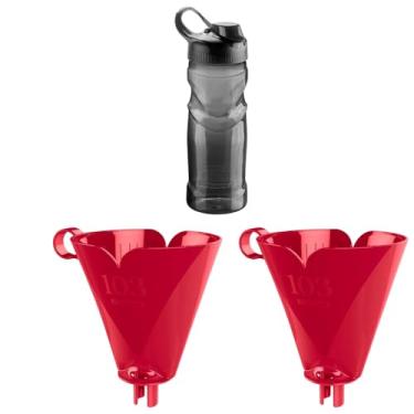 Imagem de Kit com 2 Suporte de Filtro de Café Vermelho 103 + 1 Garrafa Fitness Plastica 500ml Preta