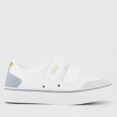 Imagem de Tênis Klin Freestyle Mini Sem Cadarço Infantil Branco e Azul, 27