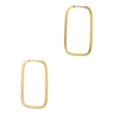 Imagem de Brinco Feminino Argola Retangular Fio Quadrado Ouro 18K 750 Leve com Certificado